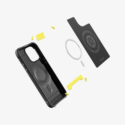 ACS04812 - iPhone 14 Pro Max Case Rugged Armor (MagFit) in matte black showing the back